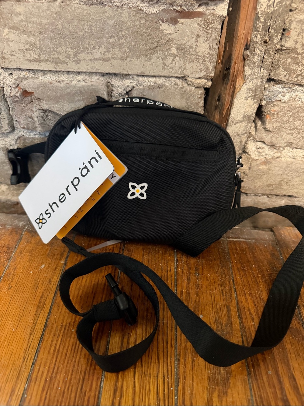 Sherpani Black Compact Crossbody Belt Bag